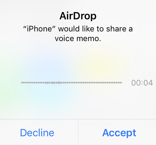 Accept the voice memo from your iPhone
