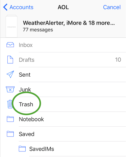 move all emails from Inbox to Trash