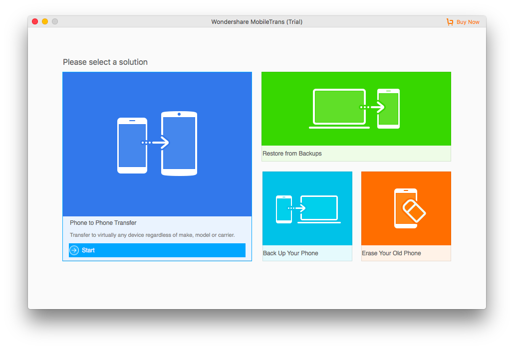 Run MobileTrans and Click Phone to Phone Transfer