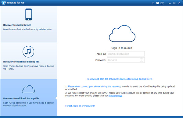 Recover from iCloud backup file