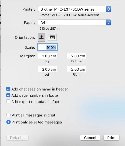Print Settings - iMazing