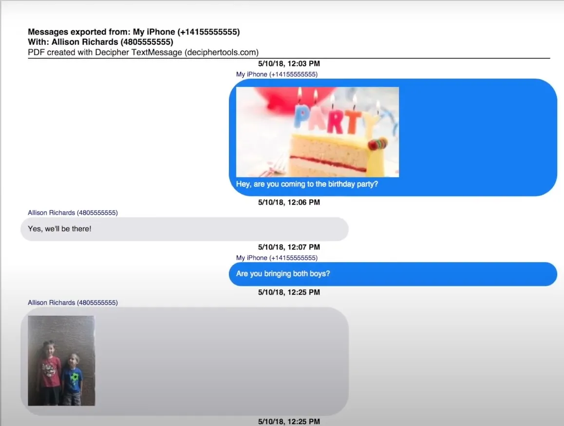 Print Text Messages to PDF