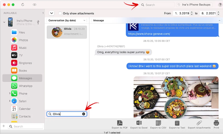 Search conversations - iMazing