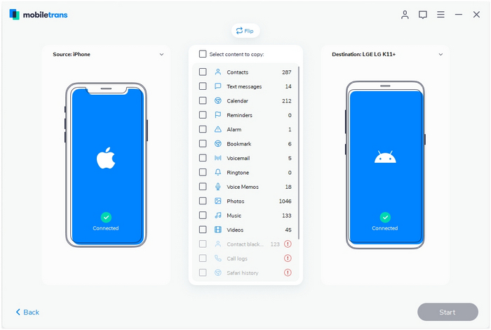 Merge text messages from two phones