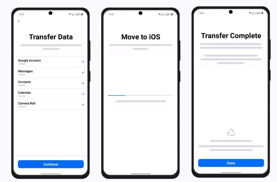 Continue to transfer - Move to iOS
