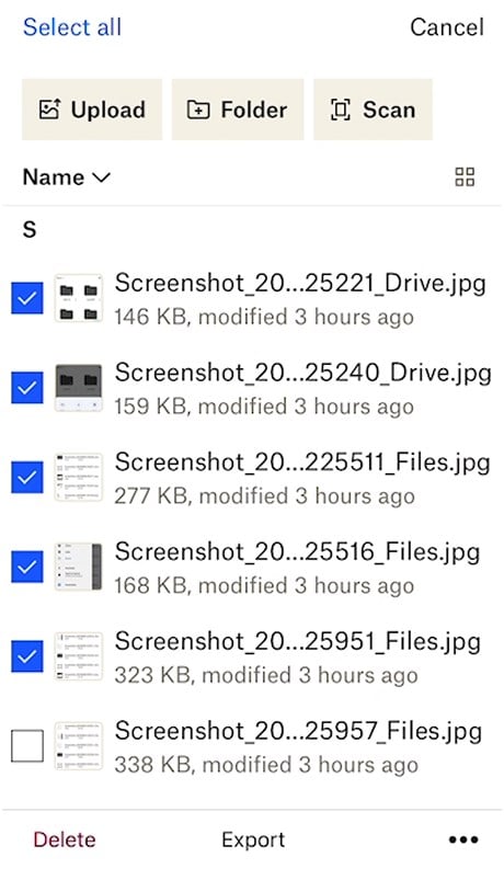 Export files to iPhone using Dropbox