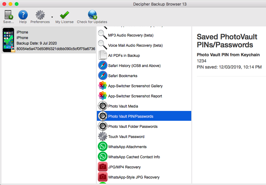 Decifrare Browser di backup