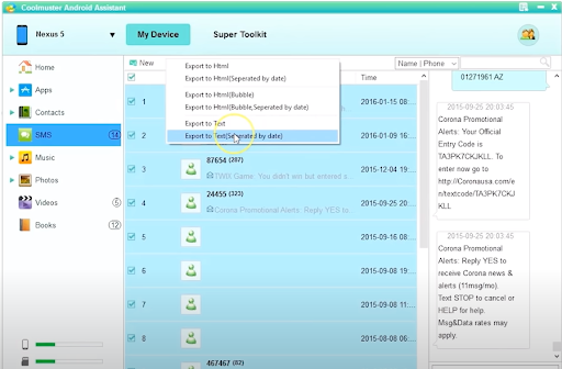 Print text messages from Android phone with Coolmuster