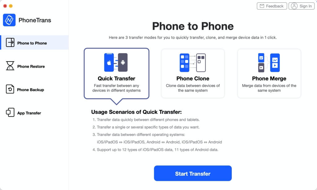 PhoneTrans - Phone to Phone