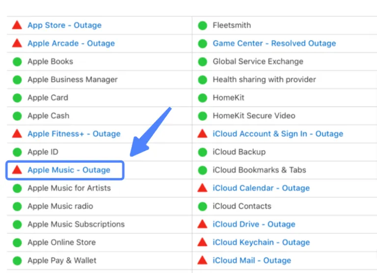 Apple Music Server Outage