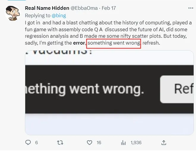 Twitter posts about Bing AI went wrong