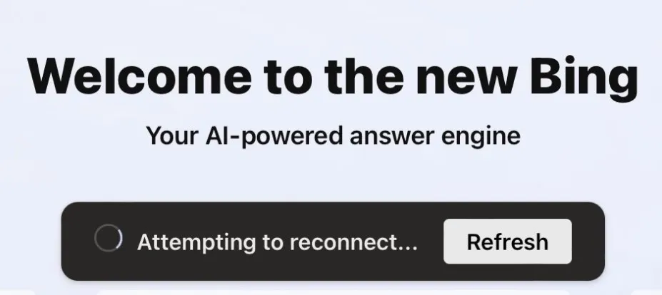 Bing Chat - attempting to reconnect...