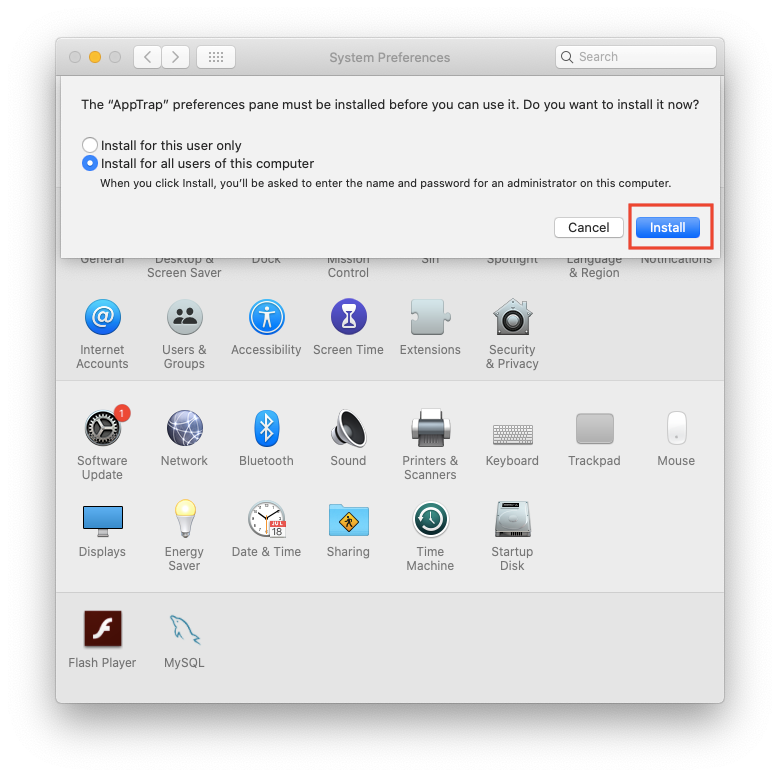 Install AppTrap on macOS Catalina