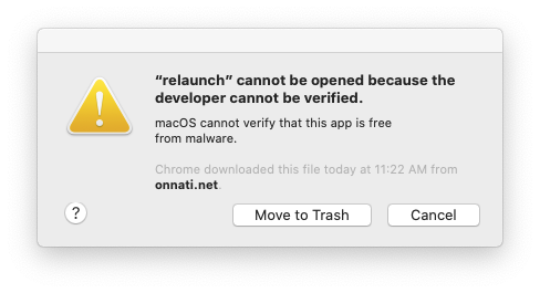 macOS blocked AppTrap relaunch file