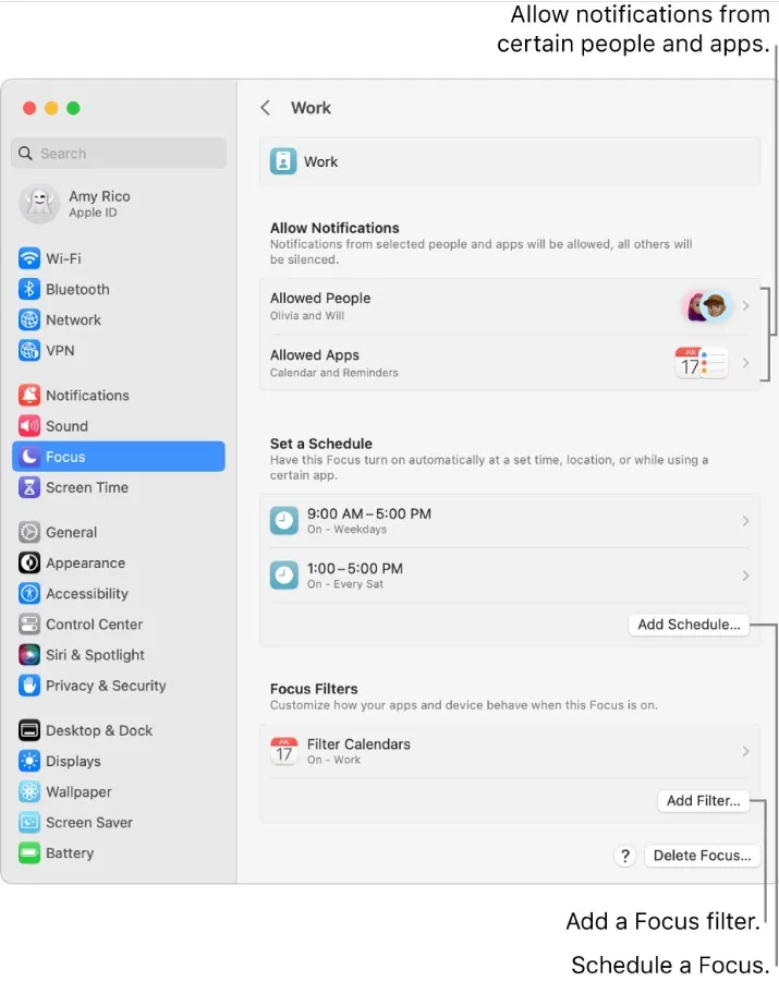 Setup Focus on macOS Ventura